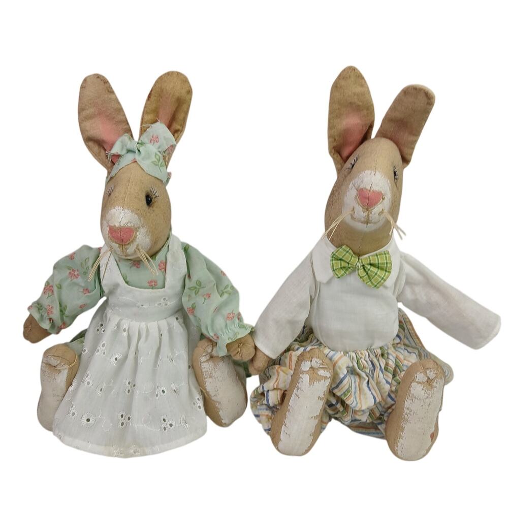 Joe Spencer Gathered Traditions Gallerie ll Patsy Rabbit & Pryce Rabbit Dolls - Picture 2 of 7
